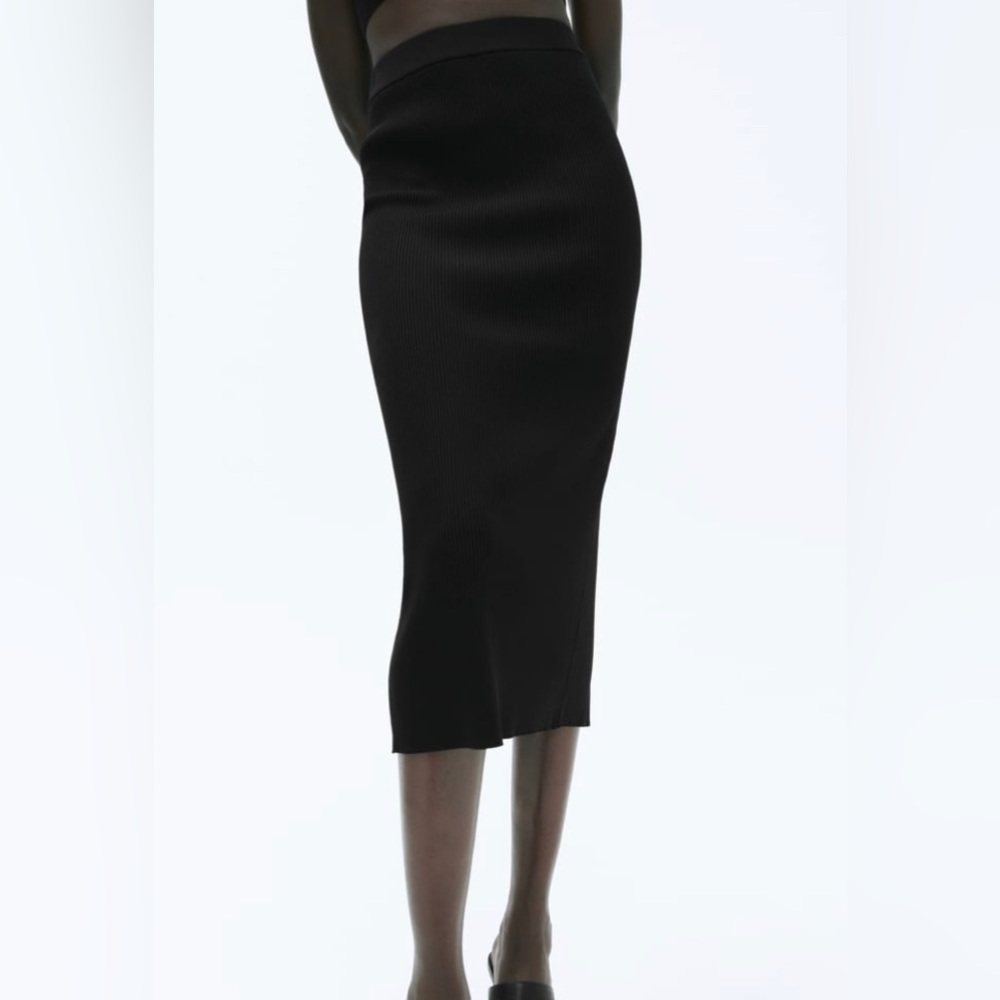 Zara black knit ribbed sweater skirt S